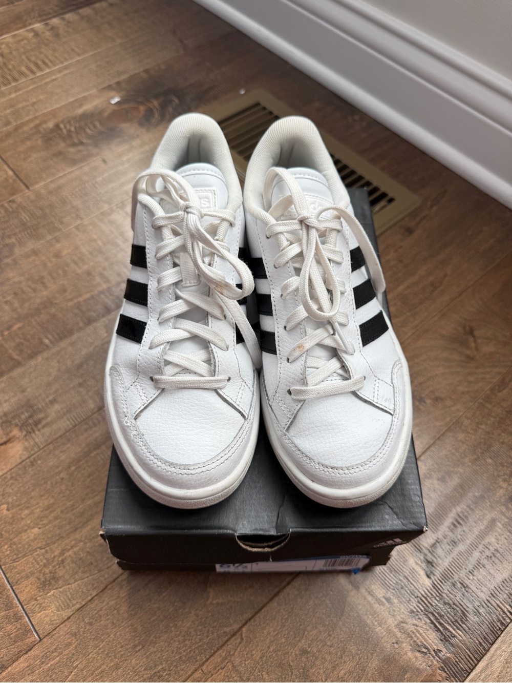 White Sneakers with Black Stripes - Casual Shoes